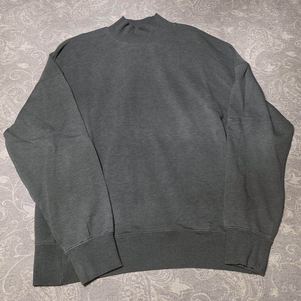 Tentree Grey/Green Mockneck Sweater W/ Pockets (Size S)